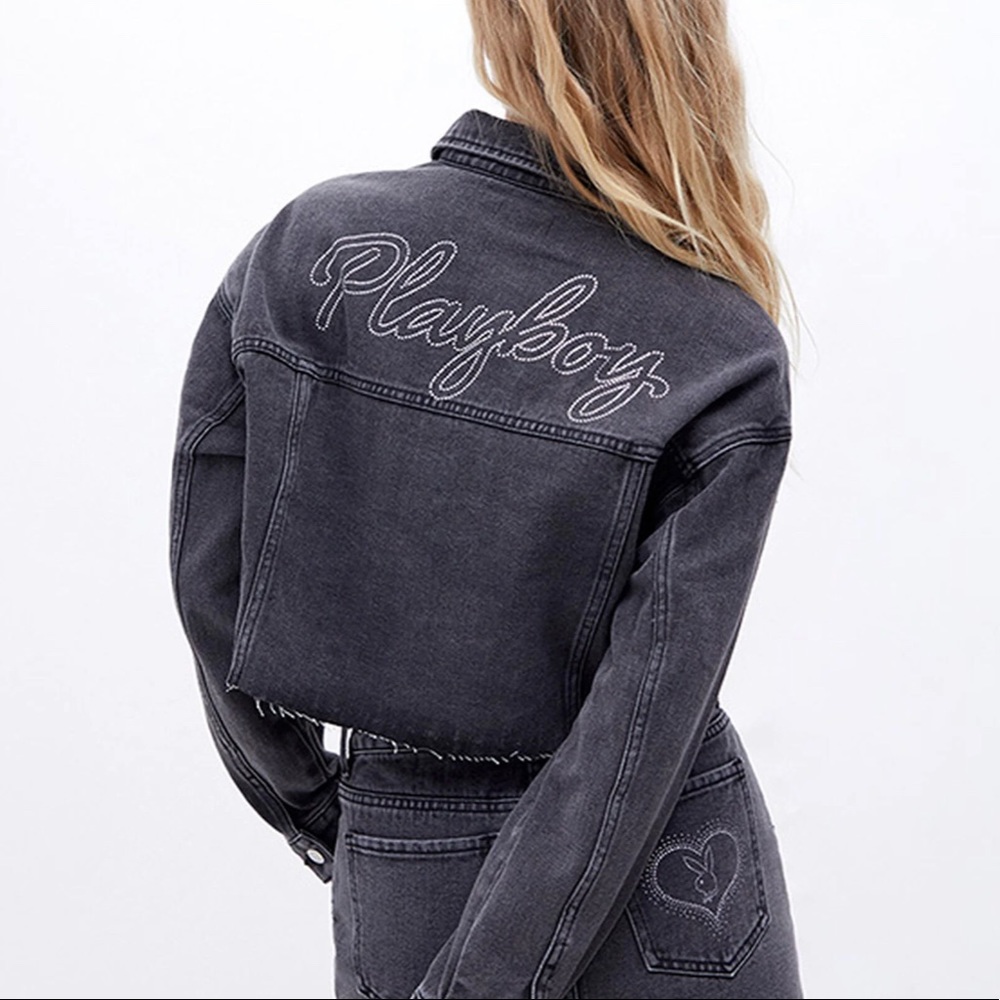 NWT Playboy By PacSun Bunny Cropped Trucker Jacket